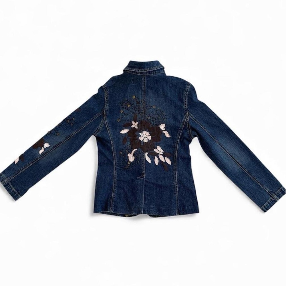 Y2K Jean Jacket Embroidered Embellished by Votre Nam size 4 - Picture 3 of 6